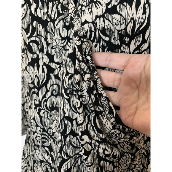 Chico's Blouse Damask Victorian Black White Soft Black 0 4 S (09) - Picture 2 of 9